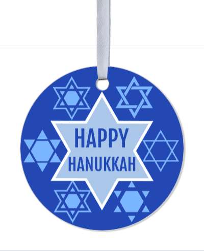 star of david happy hanukkah deep blue white stickers, magnet
