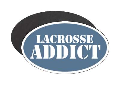 stencil blue white lacrosse addict stickers, magnet