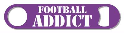 stencil football addict fan purple white stickers, magnet