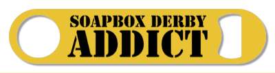 stencil orange black soapbox derby addict stickers, magnet