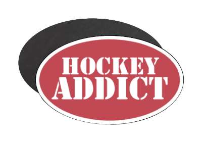 stencil red bold hockey addict sports stickers, magnet