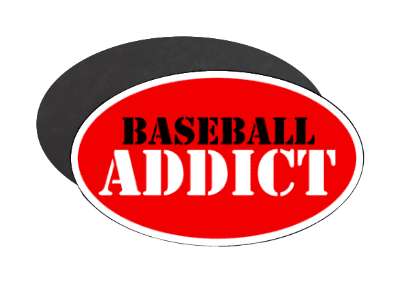 stencil red white black baseball addict stickers, magnet
