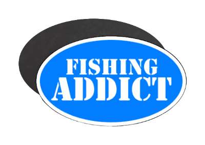 stencil white blue fishing addict stickers, magnet