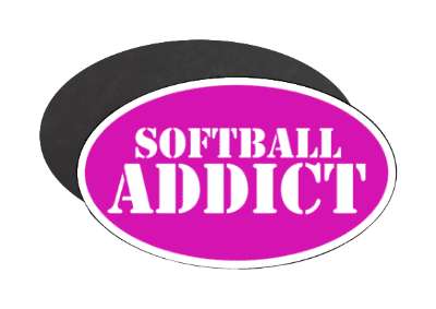 stencil white softball addict purple stickers, magnet