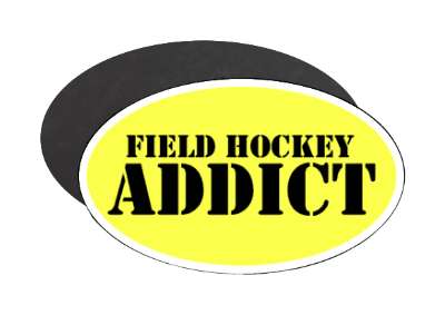 stencil yellow field hockey addict stickers, magnet