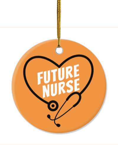 stethoscope heart future nurse orange stickers, magnet