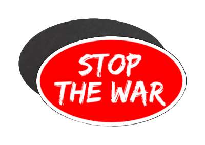 stop the war protest peace white paint red stickers, magnet