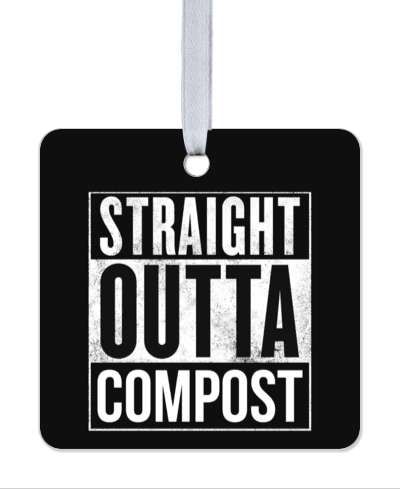straight outta compost gardening stamped look funny stickers, magnet
