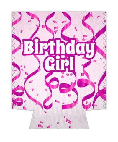 streamers confetti birthday girl pink stickers, magnet