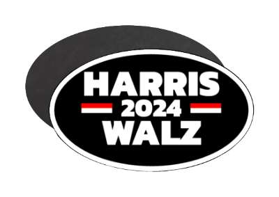 stylized black white lines political harris 2024 walz democrats stickers, magnet