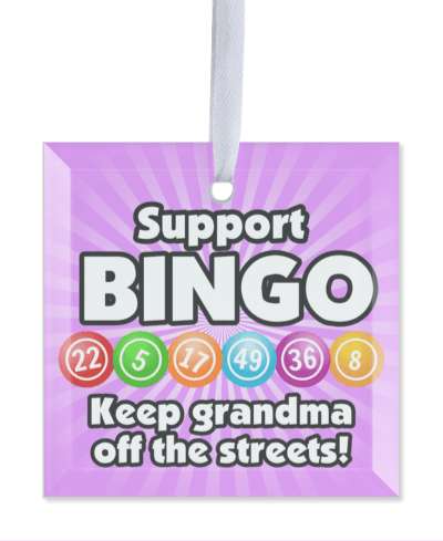 support bingo keep grandma off the streets bingo funny humor stickers, magnet