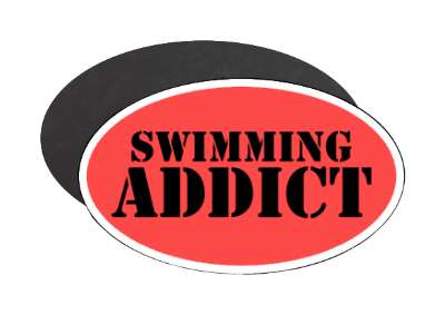swimming addict red black stencil stickers, magnet