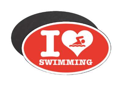 swimming symbol i love swimming heart stickers, magnet