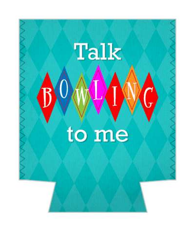 talk bowling to me retro teal diamond pattern stickers, magnet