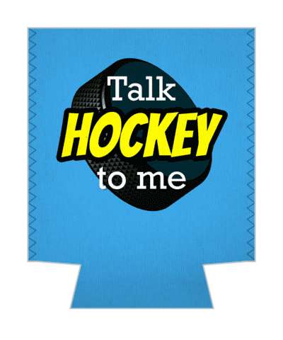 talk hockey to me blue puck stickers, magnet
