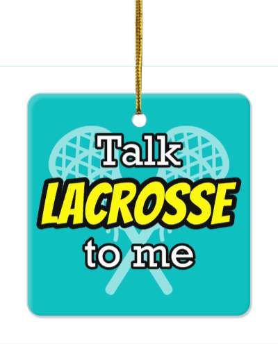talk lacrosse to me teal crossed sticks stickers, magnet
