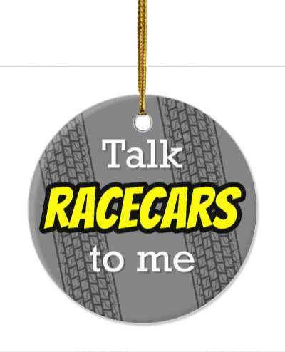 talk racecars to me tire tracks grey road stickers, magnet