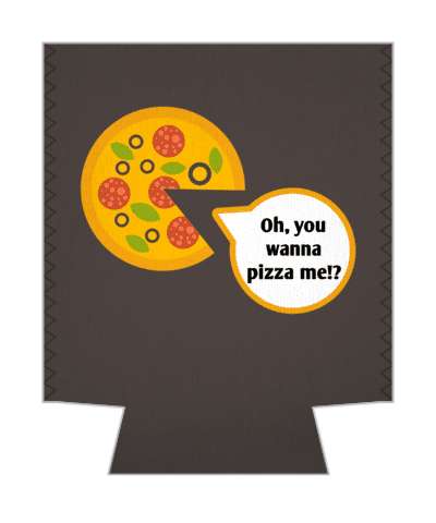 talking pizza pac man oh you wanna pizza me piece pun stickers, magnet