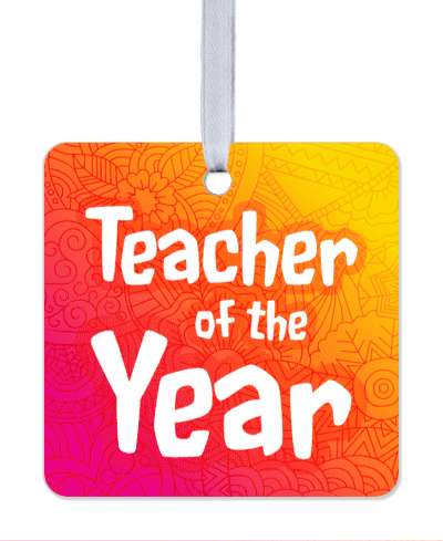 teacher of the year cute line art pattern gradient colorful stickers, magnet