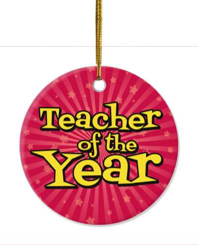 teacher of the year red rays stars stickers, magnet