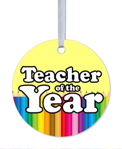 teacher of the year yellow colorful pencils stickers, magnet