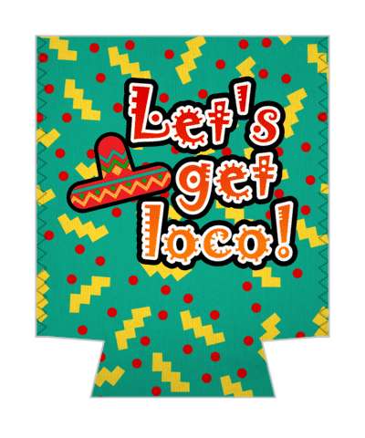 teal lets get loco crazy sombrero fiesta stickers, magnet
