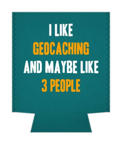 teal orange white i like geocaching and maybe like three people stickers, magnet