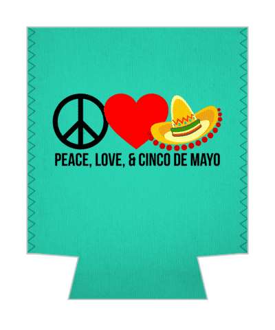 teal peace love and cinco de mayo sombrero stickers, magnet