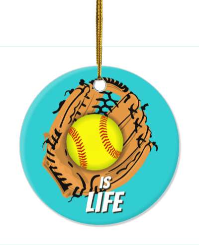 teal softball is life softball mitt glove ball stickers, magnet