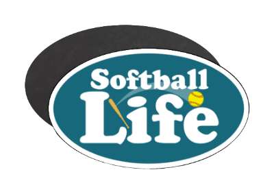 teal softball life bat ball stickers, magnet