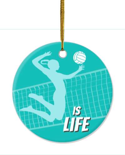teal volleyball is life volleyball net player silhouette stickers, magnet