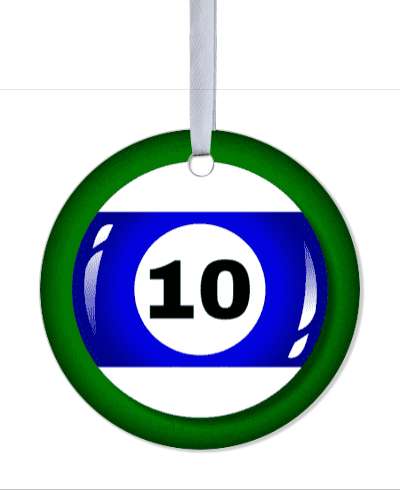 ten blue stripe pool ball stickers, magnet