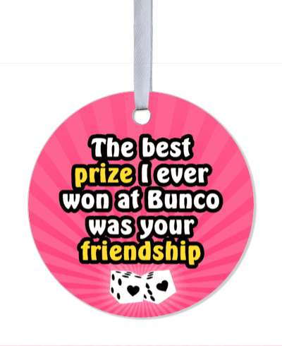 the best prize i ever won at bunco was your friendship heart dice pink rays stickers, magnet