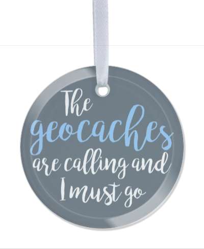 the geocaches are calling and i must go cursive funny stickers, magnet