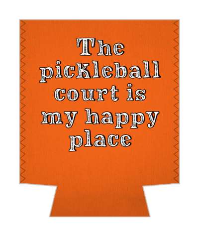 the pickleball court is my happy place orange white stickers, magnet