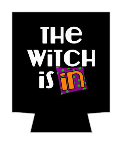 the witch is in novelty black white purple orange stickers, magnet