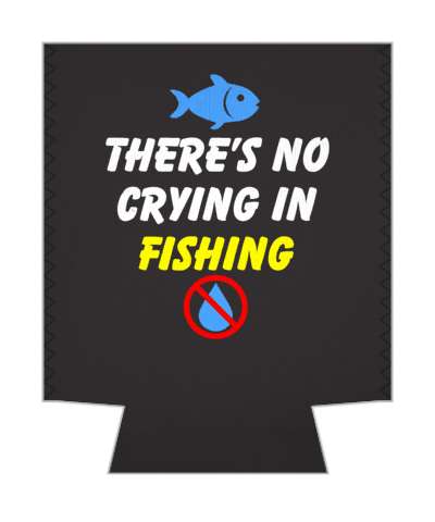 theres no crying in fishing red slash tear grey blue fish stickers, magnet