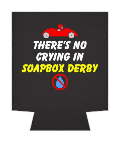 theres no crying in soapbox derby red slash tear funny stickers, magnet