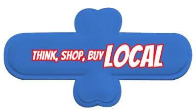 think shop buy local cool stickers, magnet