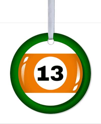 thirteen orange stripe pool ball stickers, magnet