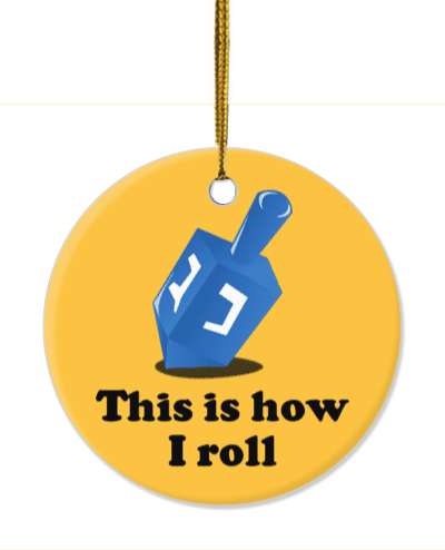 this is how i roll dreidel orange blue hebrew stickers, magnet