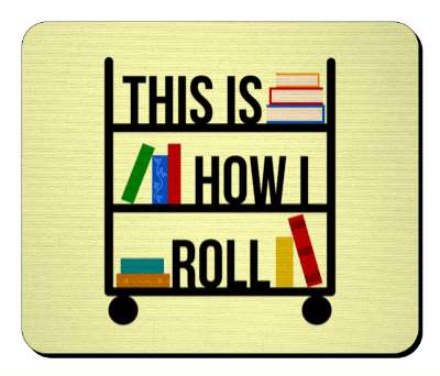this is how i roll library cart with books wordplay stickers, magnet
