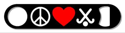three symbols black white red peace heart field hockey sticks and ball stickers, magnet