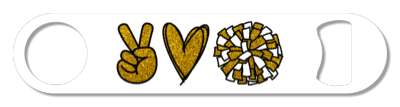 three symbols peace love cheerleading pom pom peace hand sign heart stickers, magnet