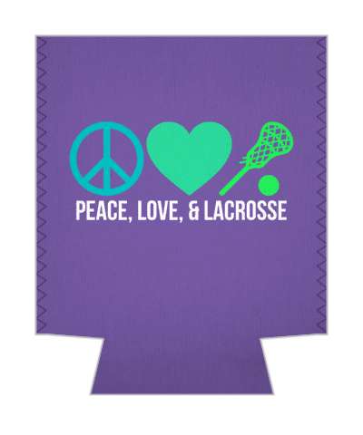 three symbols peace love lacrosse heart purple green stickers, magnet