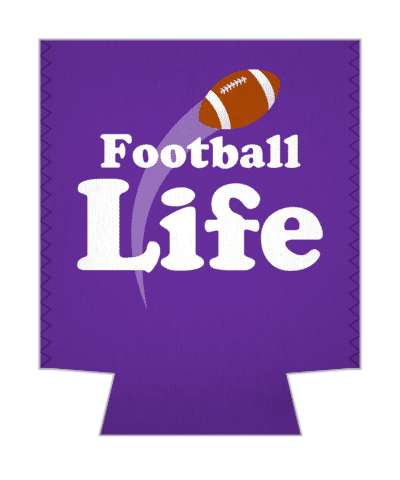 thrown ball purple football is life stickers, magnet