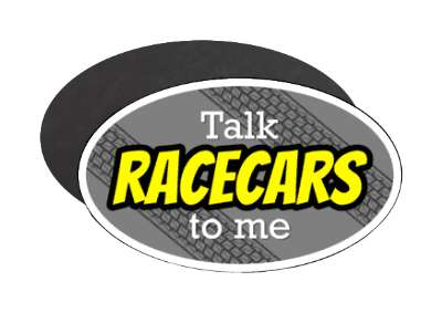 tire tracks funny talk racecars to me stickers, magnet