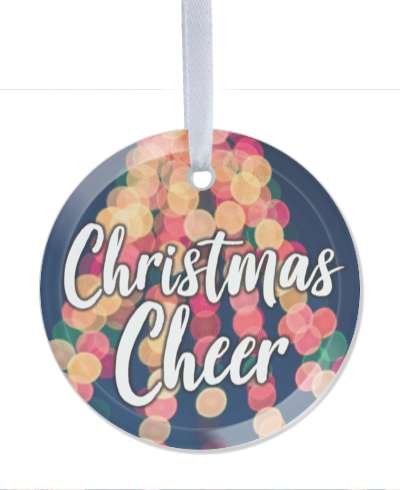 tree lights bokeh cursive christmas cheer stickers, magnet