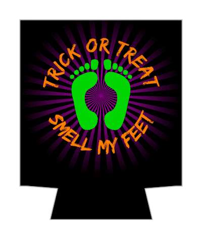 trick or treat smell my feet green foot symbol stickers, magnet