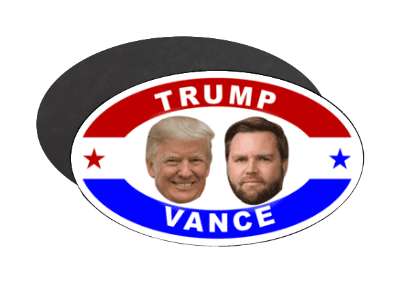 trump vance for president vice president 2024 red white blue heads stickers, magnet